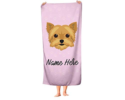 Personalized Yorkie Dog Towel For Kids - Custom Dogs Travel Beach Pool And Bath Towels For Adults Toddler Baby Boys Girls #TOP25