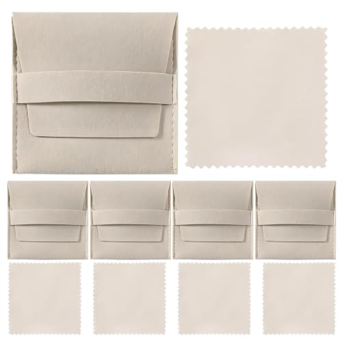Estuches de microfibra beige LALAFINA con cierre para 120 joyas