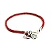 MIZZE Made for Luck Spiral Hamsa for Protection in Sterling Silver on Red Braided Leather Bracelet - 7"
