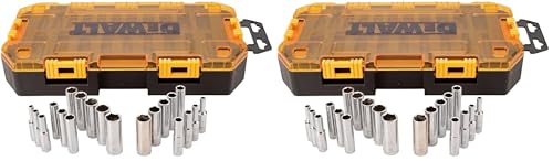 Image of DEWALT DWMT73811 Tool Kit 1 /4'' Drive Deep Socket Set, 20 Piece (Pack of 2)