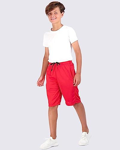 5 Pack: Big Boys Girls Youth Clothing Knit Mesh Active Athletic Performance Basketball Soccer Lacrosse Tennis Exercise Summer Gym Golf Running Teen Running Shorts Quick Dry Fit Knit-Set 6- S (6/7) #TOP4