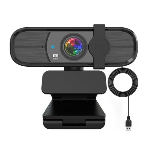 LEIYTFE 1080P/2K Webcam For PC,Computer Camera, 2 Mics, 90° FOV, Fixed Focus, Privacy Cover Plug & Play USB Web Cam for Streaming, Meeting, Gaming(2K)
