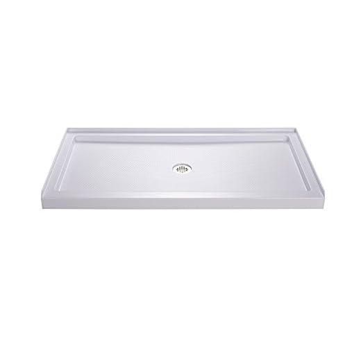 DreamLine SlimLine 32 in. D x 54 in. W x 2 3/4 in. H Center Drain Single Threshold Shower Base in White, DLT-1132540