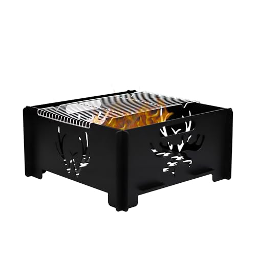 LTSEAME 16.5 inch Portable Fire Pit with BBQ Grill for...