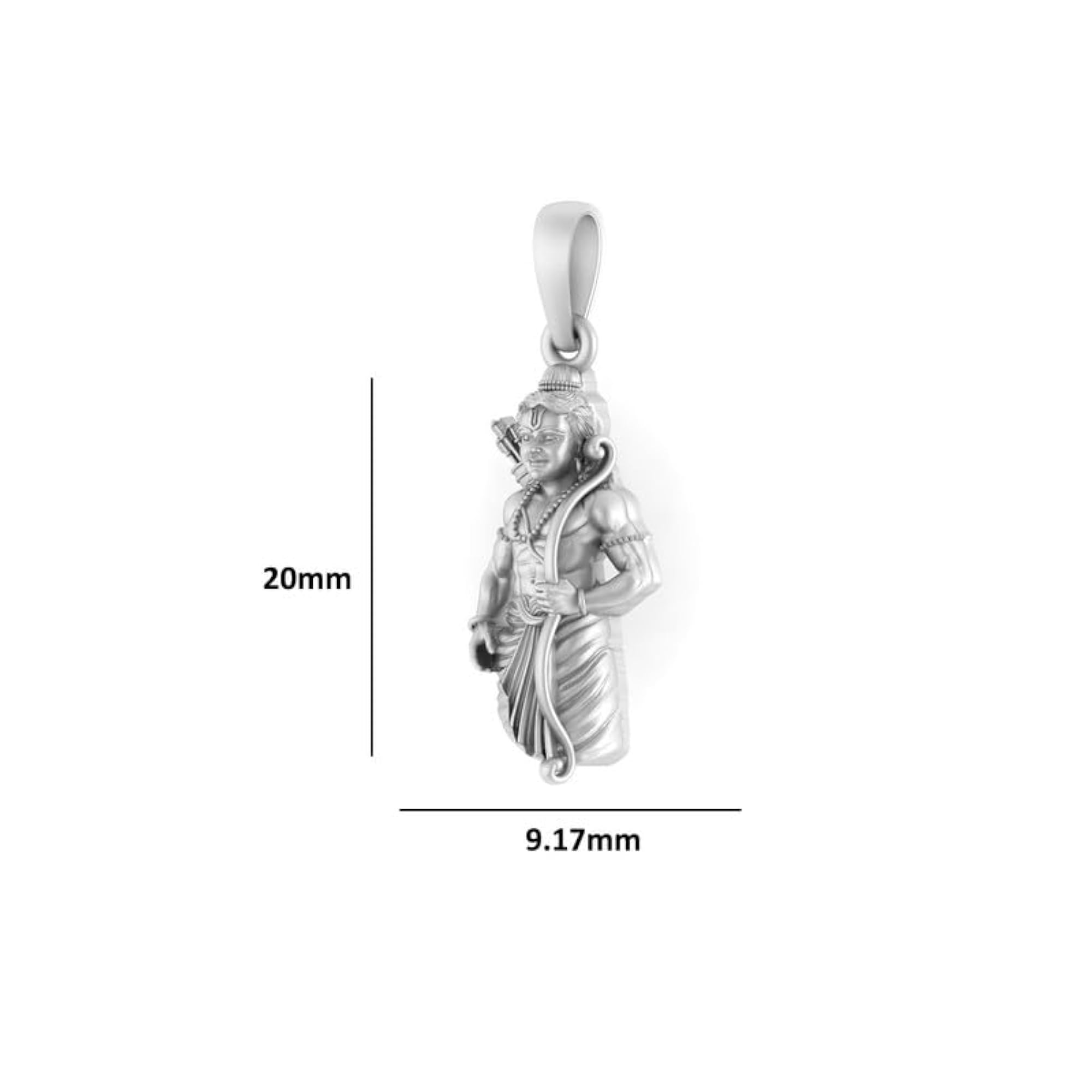 Women's Sterling Silver God Ram Ji Pendant Necklace with Ball Chain