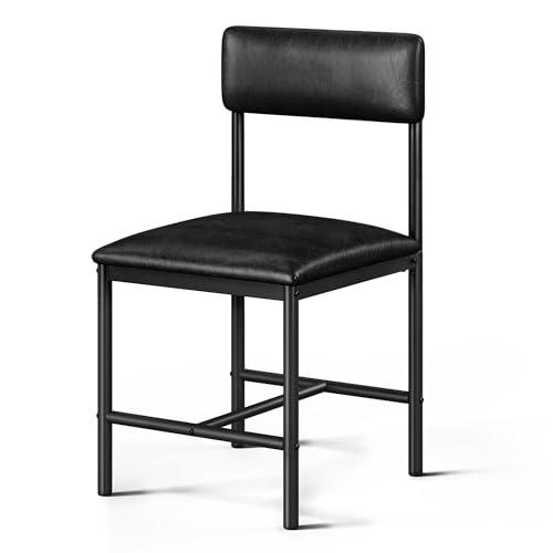 DWVO Dining Room Chairs Set of 4 Black Modern Upholstered Dining Chairs Faux Leather Restaurant Chairs with Metal Legs for Living Room Kitchen 4 Pack, Black