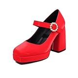 Talons épais et confortables : Dotés de talons blocs épais, ils offrent un excellent soutien et une grande stabilité tout en ajoutant de la hauteur, garantissant que vous pouvez marcher confortablement pendant de longues périodes.