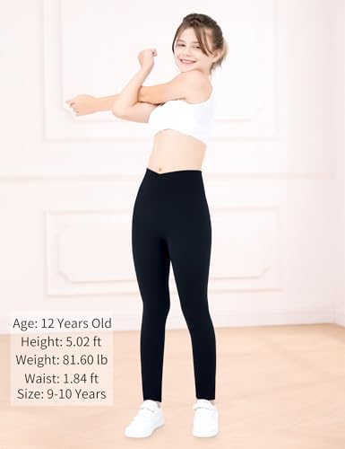 Girls Leggings V Cross Yoga Pants Stretch Soft Full Length High Waisted Trousers for Kids Teen Workout Running Dance2