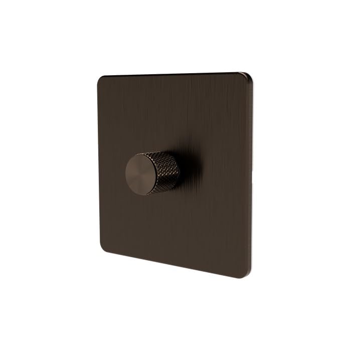 SAMOTECH Smart Matter Dimmer Switch Push On/Off-Rotary control for LED and Halogen Lights - Plastic Faceplate & Metallic Knob - Grey/Gold 1-Gang โ image 1