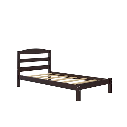 Image of DHP Braylon Twin Bed, Minimalist Design, Espresso Finish, Sturdy Wood Construction