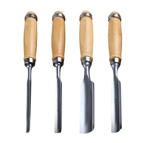 Gubia de tallado de madera - 4 herramientas de carpintero resistentes al desgaste, juego de herramientas profesionales para tallar madera | Juego de cinceles para carpintería de metal