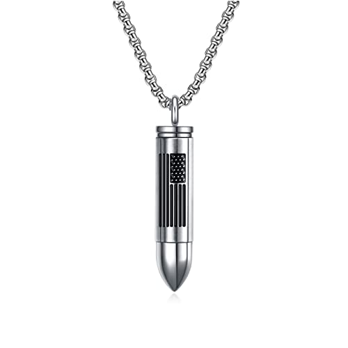 Rnivida Stainless Steel Urn Ashes Pendant Necklace with Cross Bible Verse, Urn Necklace for Men