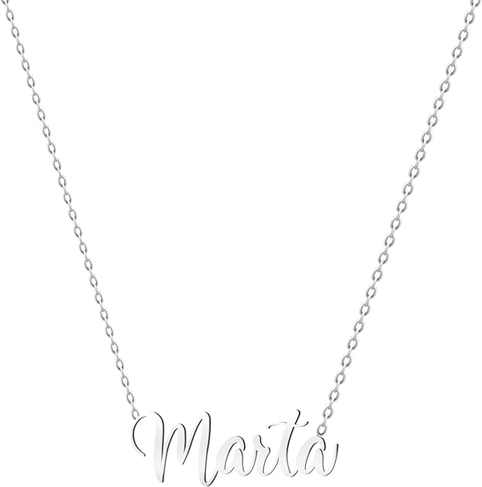 MORE FREE Collar Nombre Acero Inoxidable-Colgante Nombre Personalizado Plateado para Collar Mujer-Regalos Personalizados Collar Regalos Mujer Madres San Valentín Niña Parejas, Mejor Amiga