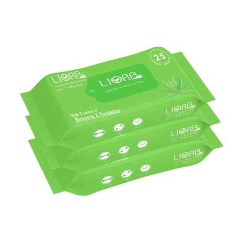 Image of Wet Wipes, Daily Cleansing, Refreshing & Moisturizing Facial Wipes | Aloe Vera & Cucumber| Anti-Acne, Biodegradable | 25 Wipes Each, Pack of 3 (Total 75 Wipes)
