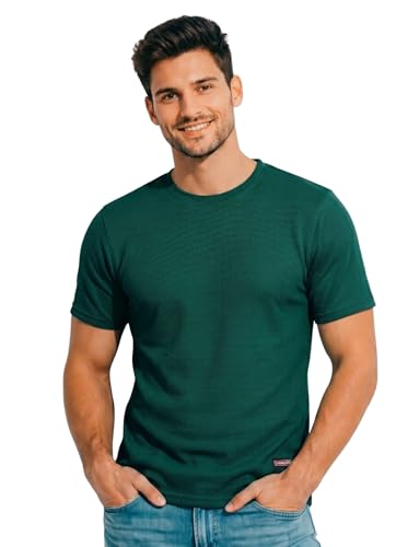 Image of MiraMichi Men's Round Neck Half Sleeve T-Shirt | Solid Poly Cotton Casual Wear | Comfort Fit Western Style