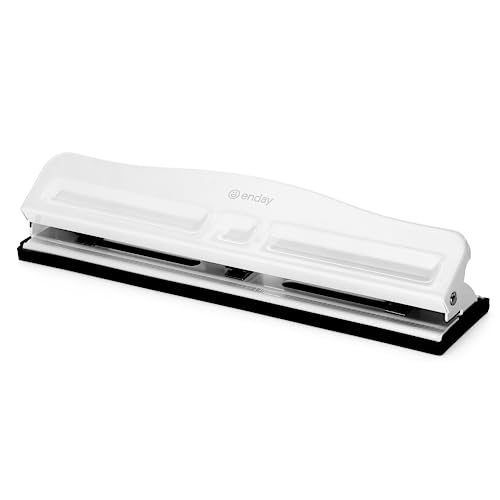 3 Hole Punch Heavy Duty, 3 Ring Hole Puncher for Binder, 10 Sheet Adjustable Paper Punch, Metal Three Hole Punch with Built-in Waste Chip Tray, Desktop 3 Hole Puncher Rubber Base, White - by Enday 1 3-Hole-Punch-Heavy-Duty-3-Ring-Hole-Puncher-for-Binder-10-Sheet-Adjustable-Paper-Punch-Metal-Three-Hole-Punch-with-Built-in-Waste-Chip-Tray-Desktop-3-Hole-Puncher-Rubber-Base-White-by-Enday