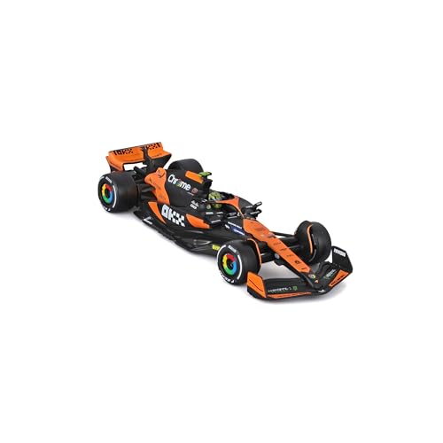 Image of Bburago 1:43 Scale 2024 Race McLaren MCL38 Die-Cast Formula Vehicle with Helmet, Norris #4
