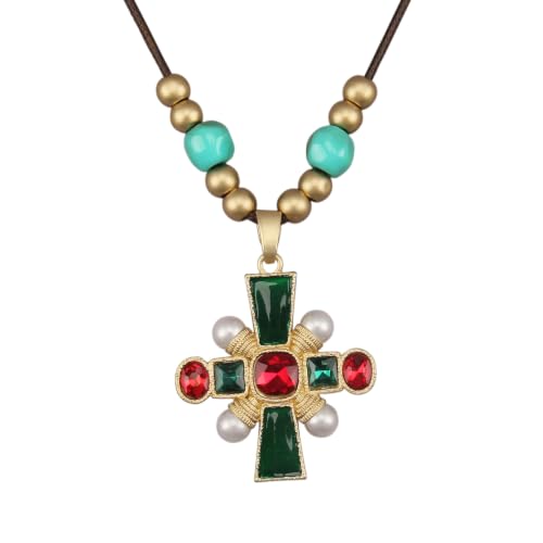 GelConnie Cross Necklace for Women Gold Pendant Multicolor Boho Style