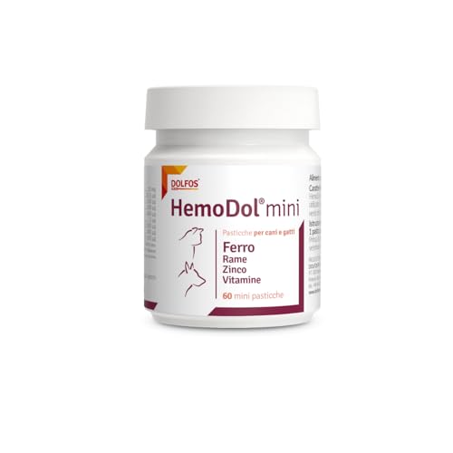 Pets Dolfos Hemodol 60 Mini comprimés - Support complémentaire pour chien et chat pour anémie - Formule avancée contre la carence en fer - Contient du fer, du cuivre zinc et des vitamines
