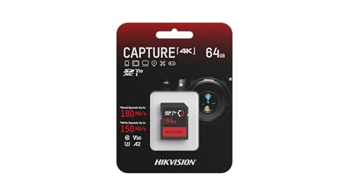 Image of HIKVISION V30 64GB SDXC SD Card | UHS-I U3 V30 | 180MB /s Read, 150MB /s Write Speed | 4K Recording | Compitable with DSLR, Mirorless & Professional Cameras | Waterproof, Shockproof | 3 Yrs Warranty