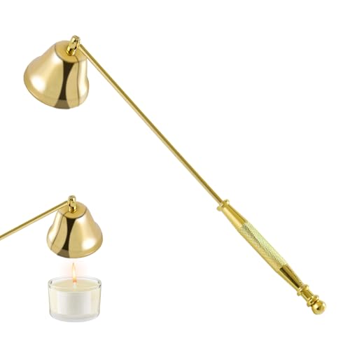 Smomend Éteignoir à Bougie Doré, Eteignoir a Bougies avec Long Manche, Bougie Extincteur en Acier Inoxydable, Peut éteindre la Flamme de Manière Sûre, Ideal pour...