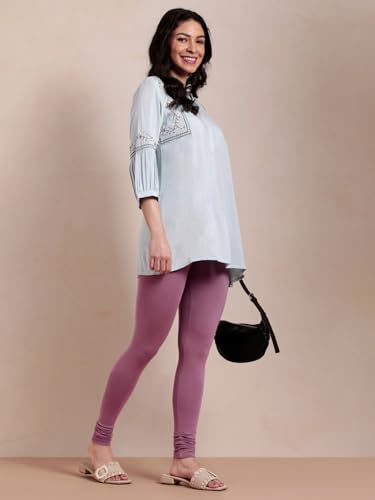 Image of TWIN BIRDS Tailored Cut and Classic Fit Super Stretchable Elastane Fabric Churidar Leggings for Women