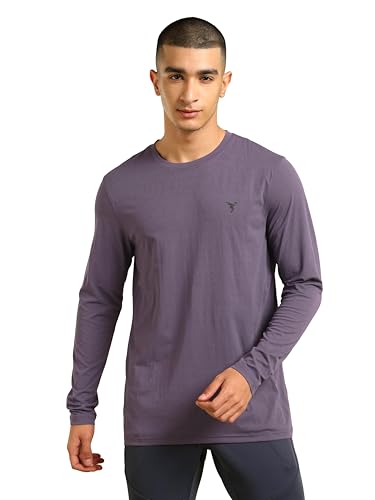 Image of TECHNOSPORT Men's Slim Fit Full Sleeve Crew Neck T-Shirt, COTFLEX Quick Dry Moisture Wicking Stretchable Sports Gym and Casual Wear