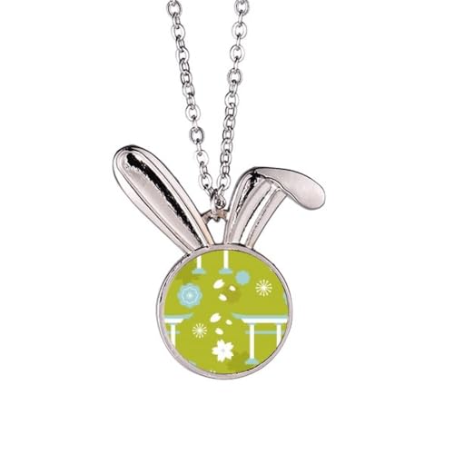 Collier lapin du Japon bleu vert blanc résistant en émail durable