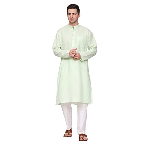 Image of ITOS365 Men Cotton Blend Kurta Pyjama Set Party Fashion Regular Ethinic Wear Indian Dress Gift for Men