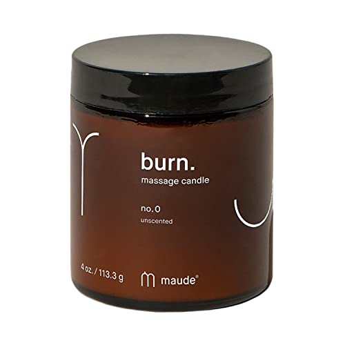 Maude Burn No. 0 – Vela de masaje a base de aceite de jojoba suavizante de la piel sin perfume, cuidado corporal ultra hidratante con aceite de soja, vela corporal sin parabenos (4 onzas)