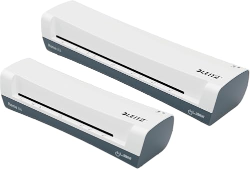 Image of Leitz iLAM Home A3 Laminator, for 75 to 125 mic Laminating Pouches, 3 Minutes Warm-up Time, Includes Starter Kit with 5 Films, Ideal for Use at Home, Home Office & School, White, 74320001