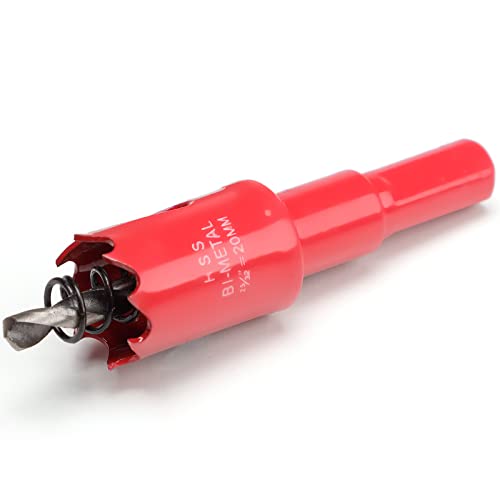 20mm Hole Saws Cutter, HSS Bi-Metal Drill Bit for Wood Plastic, UPVC, Fiberglass and Plasterboard, Red