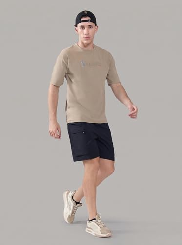 Image of TECHNOSPORT Men's Typography Printed T-Shirt ELASTOPLUS Quick Dry Slim Fit Round Neck Sports Tee for Gym Running Casual Wear UPF50+ Anti Odour