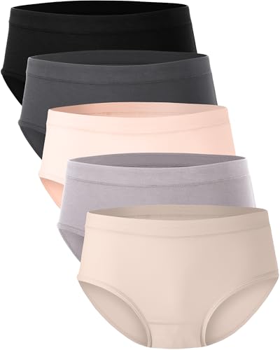 Image of BAMBOO COOL Womens Underwear, Moisture-Wicking Briefs, Soft and Breathable Panties, Mid Waist, 5-Pack