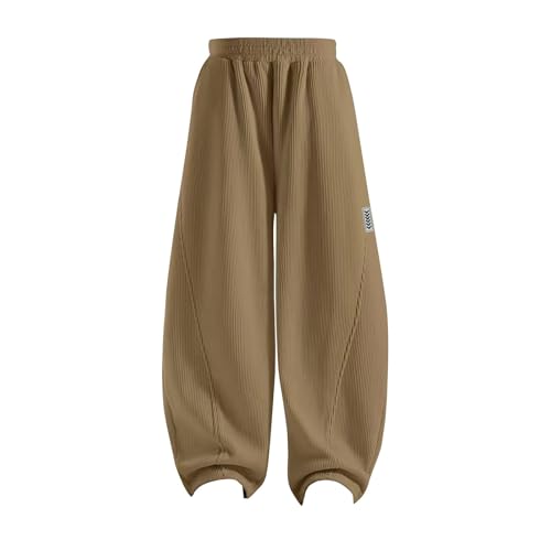 Girls Corduroy Pants Loose Elastic Waist Outdoor Hiking Joggers Kids Barrel Pants Pull on Solid Trousers 3-14 Years