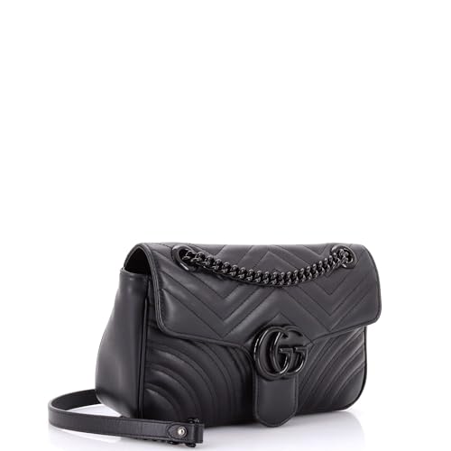 Pre-Loved GG Marmont Flap Bag Matelasse Leather Medium, Black2