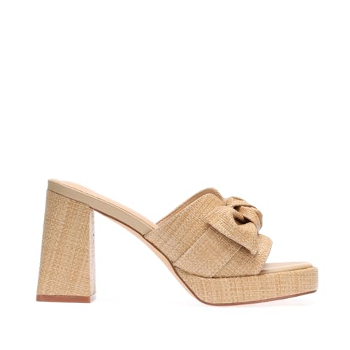 Monrovia Raffia Heeled Sandals for Women，Platform Wedge Slip On Block Heel, Dressy Summer Open Toe Chunky High Heel Vacation Beach Slides Sandals4