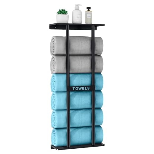 STWWO Toallero de Baño de Pared 76cm Toallero Vertical con Estante Negro Almacenamiento para Toallas enrolladas Baño Soporte para Toallas de Mano Grandes Toallas de Playa, Metal