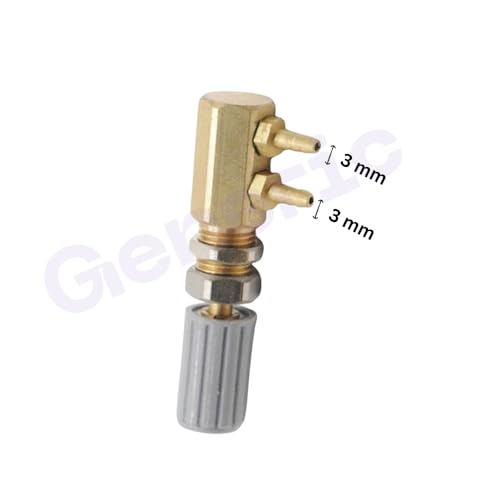 Image of 3mm Dental Chair Water Control Regulator Valve with 2 Parallel Nipples - Metal Water Pressure Regulating Valve Nozzle, Oral Cleaning Hose Turbine Switch Replacement Spare Part