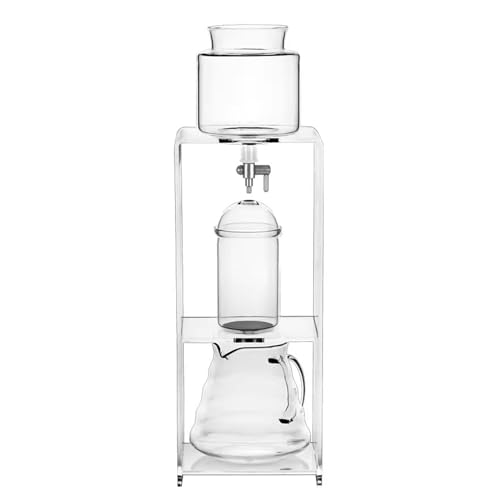 Cafetera de Goteo Cold Brew, cafetera de Goteo frío con tecnología de Goteo Lento, Filtro de Acero Inoxidable, Flujo de Agua Ajustable, prepara de 3 a 6 Tazas, Soporte de acrílico Incluido,