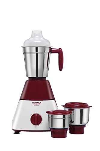 Maharaja Whiteline Infinimax Classic Mixer Grinder with 3 Jars, 550 W, Red & White (MX-223)