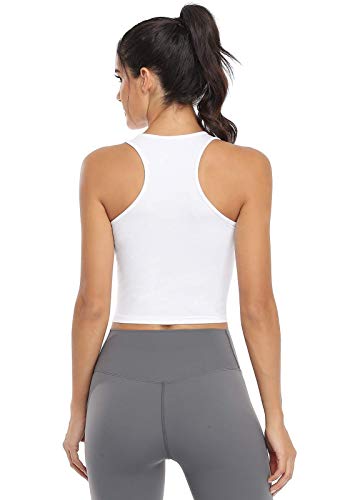 Image of Joviren Crop Tank Tops for Women Workout Cropped Athletic Shirts | 4 Pack Cotton Racerback Yoga Tops