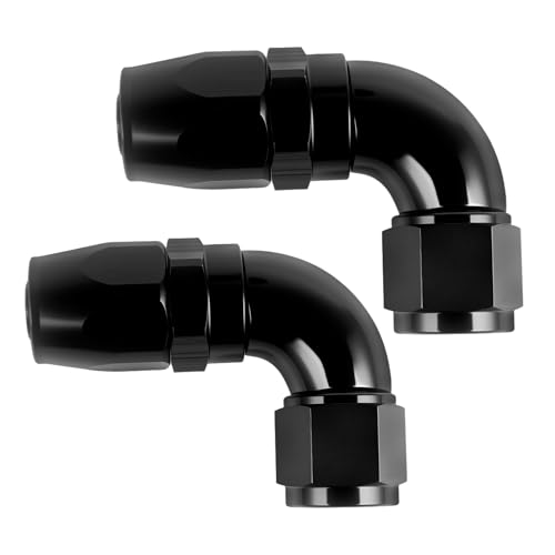 CNRAQR 10AN 90 Degree One Piece Full Flow Hose End Fitting Swivel For CPE Braided Hose Fuel Line Aluminum 2PCS