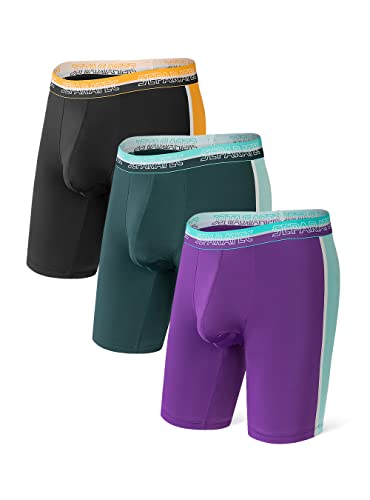 Separatec Men's Athletic Cool Mesh Fast Dry Long Leg Boxer Briefs Dual Pouch Underwear 2 Pack