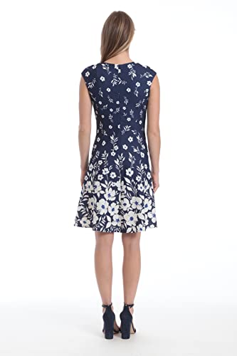 Image of London Times Womens Dresses Cap Sleeve Fit and Flare - Elegant Summer Cocktail Graduation Garden Party Wedding Guest Dress
