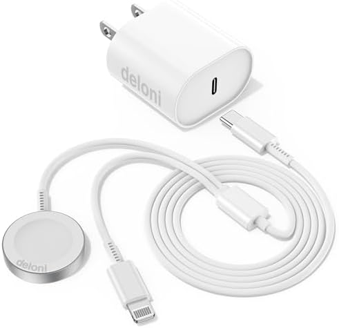 Upgraded for Apple Watch Charger, 2 in 1 USB C Magnetic iWatch Charger Cord & USB-C to Lighting Cable 6FT with Type C Block, Fast Charging i-Watch Series Ultra/9/8/7/6/SE/5, for Phone 14/13/12 Series