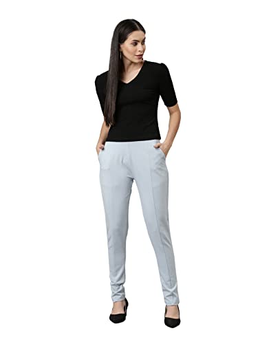 Image of GO COLORS Viscose Stretch Blend Ponte Pants Full Length for Women| Breathable, Mid Rise