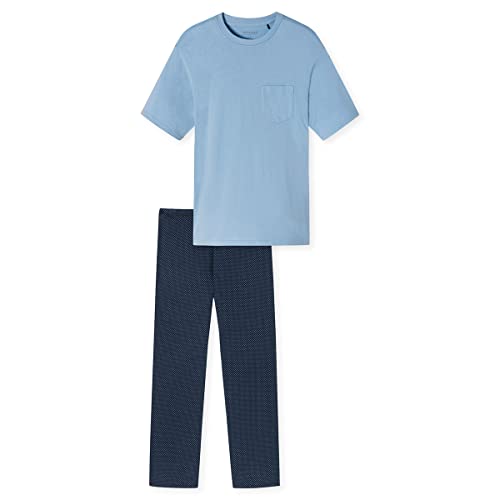 Schiesser Herren Schlafanzu lang Kurzarm Pyjamaset, hellblau, 54