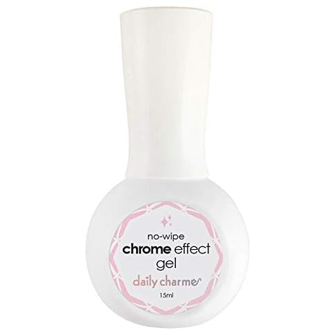 Daily Charme Chrome Effect No-Wipe Top Coat Gel Polish 15ml, High Gloss, Special Formula For Smooth Glazed Mirror Chrome Finish Long Lasting, Soak Off, Home DIY/Nail Art Salon Manicure Cover