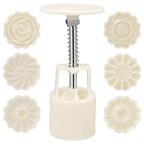 Healifty 1 Satz 50G 3D Mooncake Form 3D Blumen Hand Druck Fondant Dessert Mond Kuchenform mit Briefmarken für Diy Backen Zubehör (Weiß) Cover